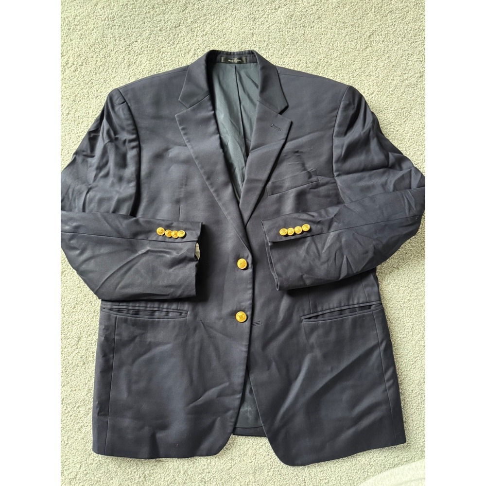 Lauren Ralph Lauren Sport‎ Coat Mens 40R Navy Wool 2 Gold Button Blazer